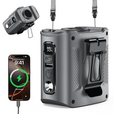 ColdSky 휴대용 허리 팬 10000mAh 충전식 LED 디스플레이 및 60시간 작동 시간 11000RPM 브러시리스 모터 셔츠 야외 작업 캠핑 농장 작업 현장을, Grey