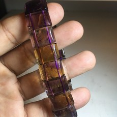 巴西冰種天然黃金紫鈦手排（紫晶 黃磷鐵礦共生）能量手鍊，提升魅力自信，平衡身心靈, 1個