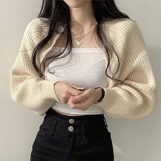 여자 니트 크롭 볼레로 가디건 겉옷