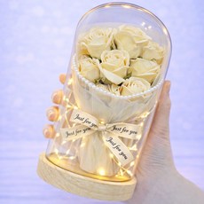 모아룸 LED 유리돔 무드등 꽃다발 카드 포함 선물세트, 사랑05