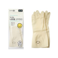 명진 스마일 100% 니트릴 고무장갑 / 요리장갑 설거지용 식품용, 아이보리, S, 5개