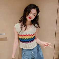여름뜨게조끼 크로셰베스트 뷔에스트조끼 베이지 손뜨개 크로쉐뷔스티에 모티브