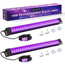 충전식 블랙 라이트 바 2팩 글로우 파티용 배터리 구동 온오프딤마플래시 스위치가 있는 무선 UV 스트립 교실 네온 우라늄 유리 페인트 포스터 무대용, 4 Pack