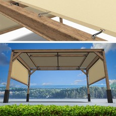 ShadeMart 95% Pergola 햇빛 가리개 너비 2.4m(8피트) x 길이 3.7m(12피트) 베이지 캐노피 야외 교체 커버 그로밋 및 스테인리스 스틸 가중 막대 포, ShadeMart 95% Pergola 햇빛 가리개 너