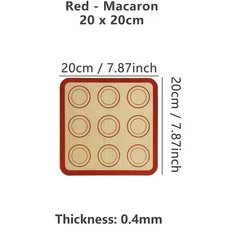 오븐용 실리콘 베이킹 매트 얇은 0.4mm 재사용 가능한 논스틱 내열성 제빵기 시트 쿠키용 라이너 도구 1PC, 0.4mm GreyM20x20cm