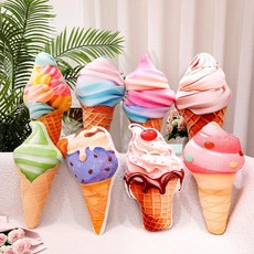 아이스크림 콘 쿠션 인형 침대용 베개 여자 선물, 체리 아이스크림, 60cm, 1g, 1