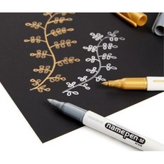 금속 플라스틱 필기 굵은네임펜1.7mm/2p 유성 선명한 은색펜, _은색