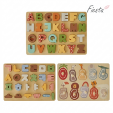 피에스타 원목 퍼즐 한글+알파벳+숫자 세트, 59피스, 1세트