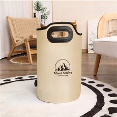 初心 摺疊泡腳桶 過膝足浴桶 8層鎖溫保溫 米色加高款, 1個, 米色+加高款（送艾草足浴1袋30小包）