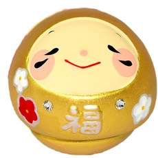 日本正版 福不倒翁 有鑲小鑽 素燒陶器 居家擺飾 招財納福 ec034, 詳見商品包裝