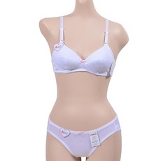 (샤통)하트 패턴 인체공학적 주니어 2단계 AA컵 브라팬티세트 혜명생필품마트 10대여자속옷 청소년속옷 중학생속옷 중학생브라 고등학생속옷