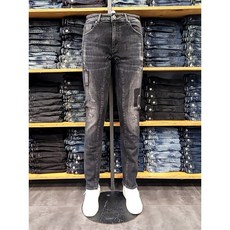 버커루 BC [25년신상] 봄 가을 빈티지워싱 구제 덧댐 스판바지 인기최고 버커루 남성 BK톤 슬림 배기핏 청바지 DP65-32