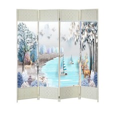 차례용 병풍 제사용 스크린 수묵화 파티션 미니 명절 추석 제례 소형 단면, 높이 1.5mx50cm 너비 4 패널 단면