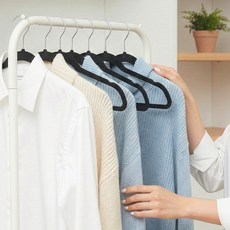 화이트래빗 디자인 고리회전 어깨뿔방지 논슬립 옷걸이, 블랙, 30개