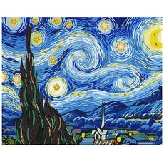 skansol 다이아몬드 3D 입체 보석십자수 40x50cm, 별이 빛나는 밤에, 1개