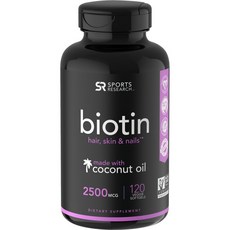 SPORTS RESEARCH 生物素植物軟膠囊 2500mcg 含椰子油, 1個, 120 件
