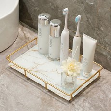 대한만물상 골드프레임 화장품 정리대 인테리어 트레이, 화이트