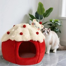 고양이집 반폐쇄형 플러시 둥지 침대 쿠션 실내 애완동물용, 1개, 기본
