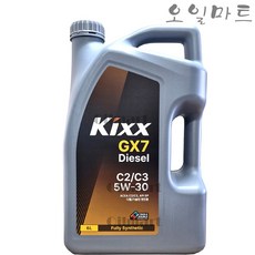 오일마트 킥스 KIXX GX7 디젤 C2C3 5W30 6리터 디젤 엔진오일 Diesel C2 C3 (구 D1 C2C3 ), 1개, 6L, 5W-30