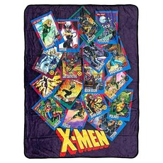 Marvel X-Men 트레이딩 카드 슈퍼 히어로즈 레이디스 짐 리 플란넬 플리스 스로우 슈퍼 소프트 경량 플리스 담요 114.4 x 152.4cm(