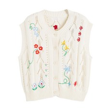 친티앤파커 플로럴 자수 민소매 가디건