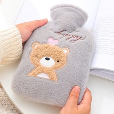 리빙공감 포근 애니멀 물 주머니 찜질팩, 그레이, 2개