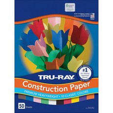 Tru-Ray 공작용 종이 10가지 생생한 색상 22.9x30.5cm(9x12인치) 50장 143912 3572600421, 공작용 용지, 따뜻한 색상 모음, 따뜻한 색상 모음
