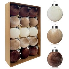 크리스마스 트리 장식용 벨벳 장식품 15팩 6cm(2.375인치) 브라운 볼 실내 휴일 - 비산 방지 전구 310920, 크리스마스 트리 장식용 벨벳 장식품 15팩 6cm(2.