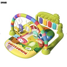 DFMEI 嬰兒腳踏鋼琴健身架學步車新生兒益智早教音樂寶寶手推車玩具, 1個, 恐龍樂園-綠-電池版:如圖