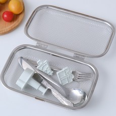304不鏽鋼網餐具盒清洗籃 洗碗機用小物籃, 小號 方形 淺 20.5*5.5*14cm, 1個