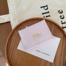 女士錢包ins女蝴蝶結簡約韓版短款高級感小摺疊wallet跨境批發