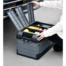 자동차 트렁크 대용량 접이식 수납 정리함 다용도 보관함 대형 리빙박스 공간 활용 이동식 정리 수납박스, K_화이트 실버 평평한 60L+방수 가방