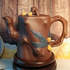 紫砂一廠 紫泥 佛手樁壺 (手工茶壺 宜興紫砂 泡茶), 1個, 約130cc