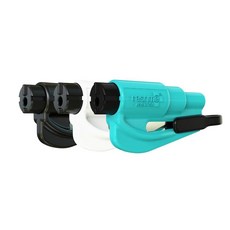 RESQME 오리지널 키체인 자동차 탈출 도구 2-in-1 레드 블루 옐로우 3개 1팩 패밀리 팩 미국 제조, Black, White, Teal, Black, White, Teal