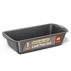 로프 팬 세트 2피스 - 완벽한 빵과 케이크를 위한 디럭스 논스틱 탄소강 제빵기구 - 식기 세척기 사용 가능 홈 베이킹을 위한 프리미엄 팬, 1 Pack, Gray Marble