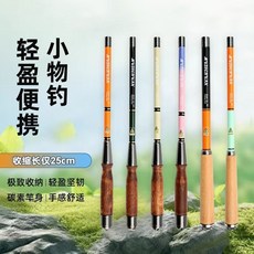 迷你伸縮釣竿 碳素堅韌 小釣竿 25cm 便攜袖珍溪流竿, 橙色,1.2米（裸竿）