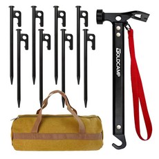 캠핑용 야외 하이킹 내구성 조합 을 위한 8인치 듀티 금속 텐트 말뚝 및 망치 포함 GOLDCAMP 8팩 헤비 듀티 텐트 말뚝 및 망치