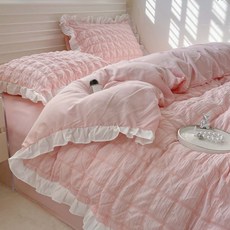 [유톡그램]공주 시어서커 레이스 슈퍼 소프트 버블 레이스셔링 이불커버세트