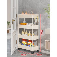 틈새 수납선반 슬림 다단 정리대, 1개, 4단 화이트 [22cm 폭]