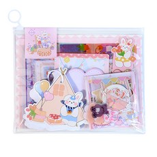 Dona&Doni牛奶兔子裝飾信紙 10種組, 草莓粉