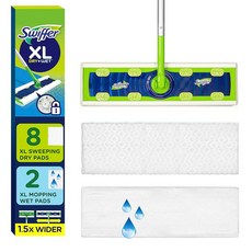Swiffer Sweep + Mop XL 빗자루 및 대걸레 대체품 먼지 머리카락을 위한 바닥 클리너 가정 욕실 주방용 다목적 청소 도구 세트에는 XL 스위퍼 1개, Swiffer Sweep + Mop XL, 빗자루 및