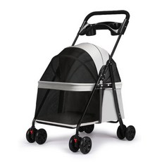리틀보이 저상 강아지 유모차 퀵폴딩, 1개, 화이트