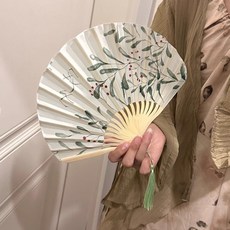 VANLUEE 摺疊 旗袍 夏季 穿搭, 1個, 艾子古風貝殼扇:如圖