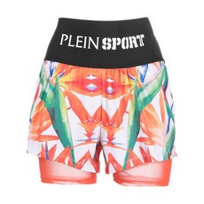 플레인스포츠 플로럴 프린트 더블 레이어드 러닝 쇼츠