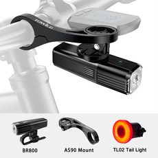 TOWILD BR800 루멘 자전거 헤드라이트 눈부심 손전등 USB 충전 산악 라이딩 장비, 01, 04 with AS90 TL02