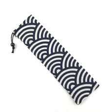 棉麻餐具收納袋 束口袋 棉麻束口袋 餐具收納套 學生抽繩袋 便捷收納整理袋 防塵袋, 日式波紋(可收納餐具、吸管), 1個