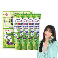 지그비 대용량 주니어 마일드 고불소 구취케어 어린이 치약 엄마배우 Pick 청포도향, 4개, 117g