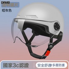 DFMEI 電動電瓶車頭盔女士夏季防曬透氣安全帽摩托騎行盔四季半盔, 1個, 灰色透明短鏡:參考詳情