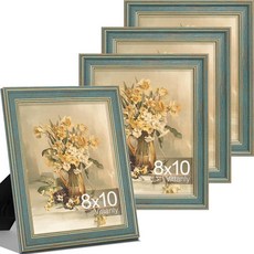 Vittanly10.2x15.2cm4x6인치사진액자4개세트 벽또는탁상용빈티지사진프레임 디스플레이10.2x15.2cm4x6120923, 8x10, 블루