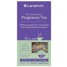 Lansinoh + HotTea Mama Morning Rescue 임신 입덧 완화 차 레몬 및 생강 카페인 프리 무설탕 임산부를 위한 필수품 차 향 주머니 14개